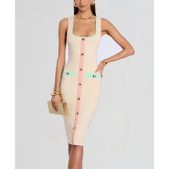 RETROFETE Dresses & Skirts - NEW RETROFETE lyle dress in cream/peche/euca